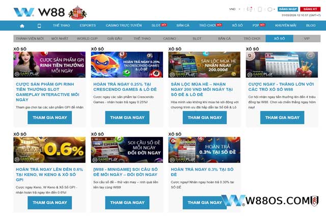 Khuyến mãi Xổ Số W88 đa dạng, hấp dẫn