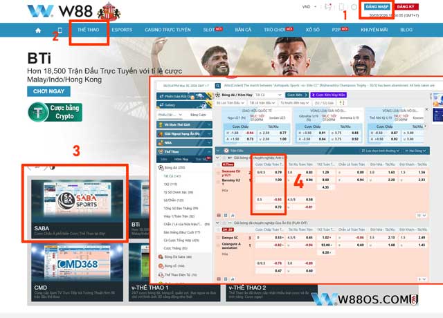 Ví dụ thực tế đặt kèo châu Á W88